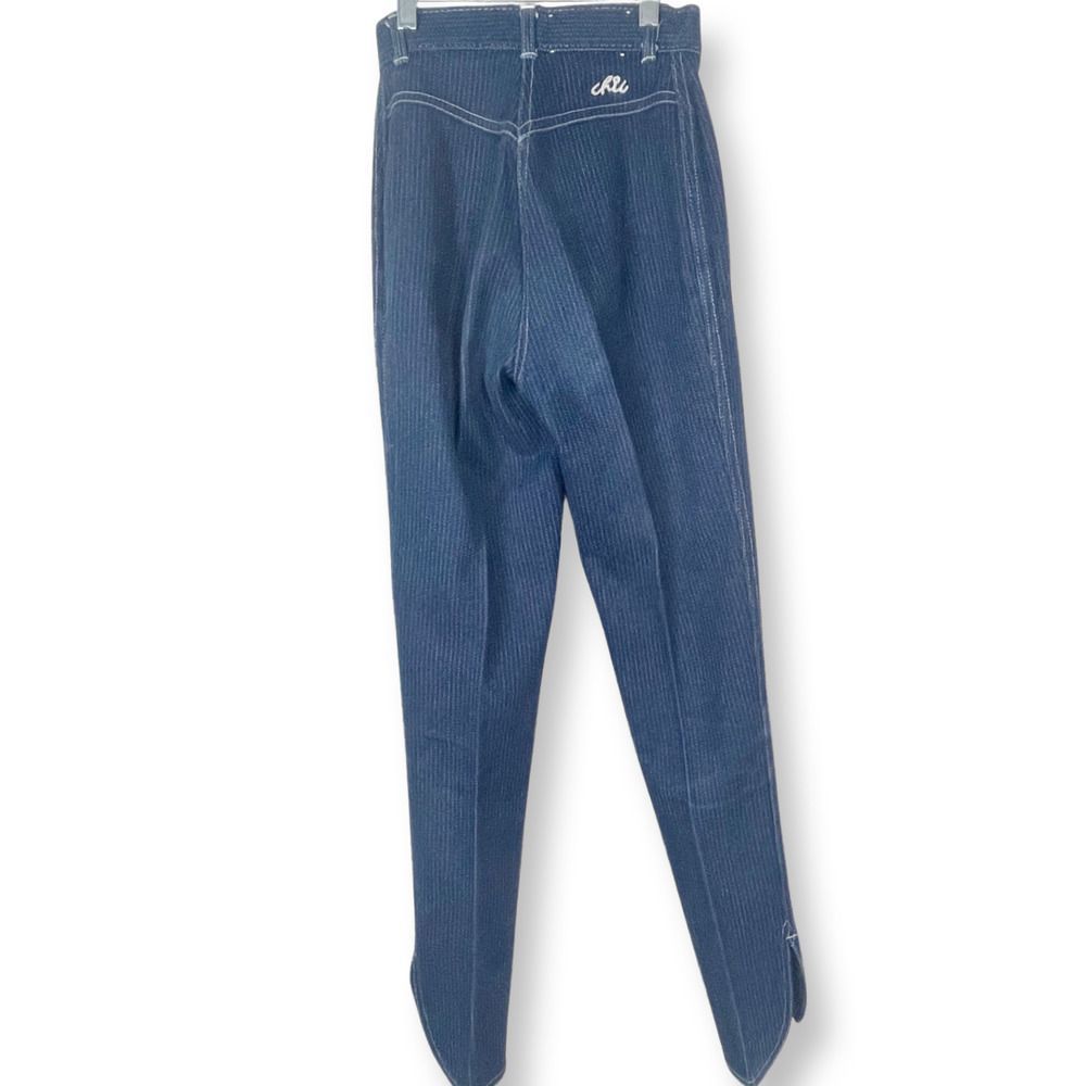 Vintage 1980s Super Skinny Striped H.I.S For Chic Jeans With Tapered Open Ankle - Picture 1 of 6